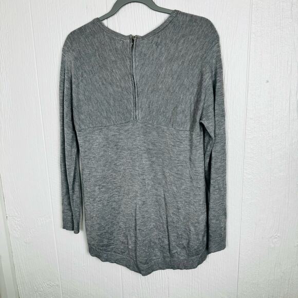 Joan Vass Gray Cashmere Rayon Blend Sweater Top Long Sleeve Zip Back Size Medium - Picture 5 of 11